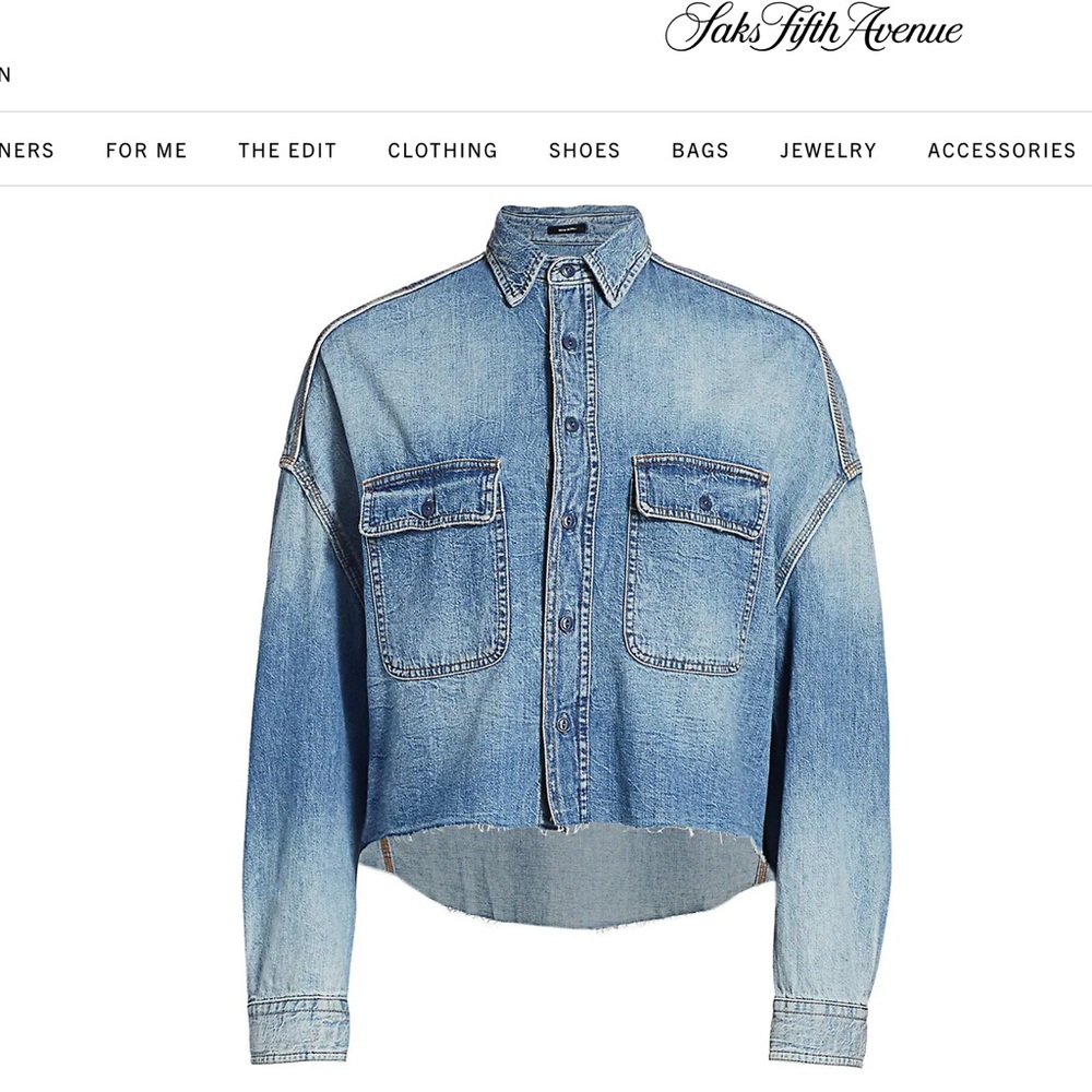 R13 Cropped Denim Shirt size medium color Brindley NWOT